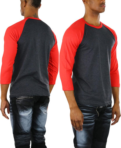 Men’S Three Quarter Sleeved Baseball Inspired Classic Shirt Tee