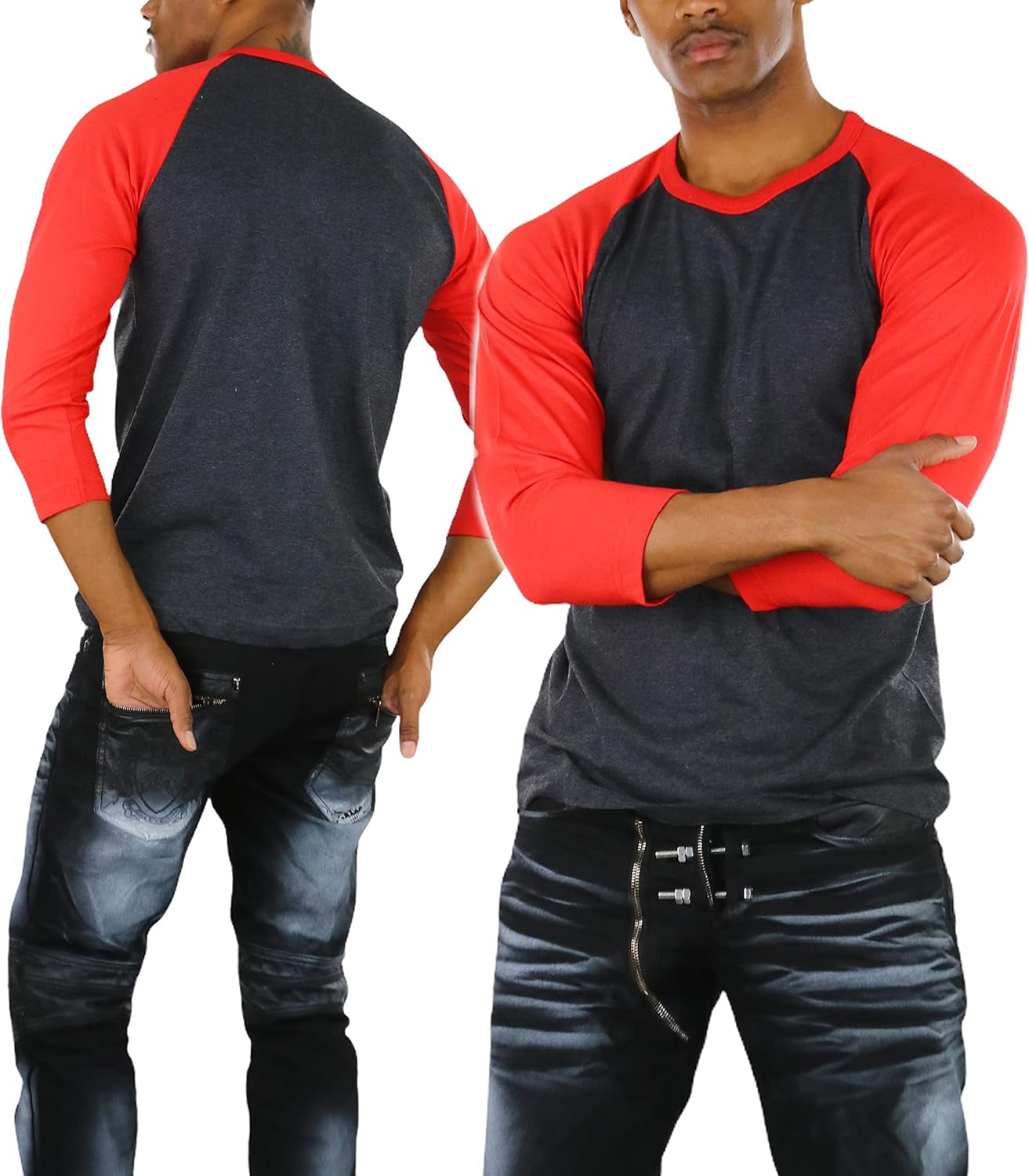 Men’S Three Quarter Sleeved Baseball Inspired Classic Shirt Tee