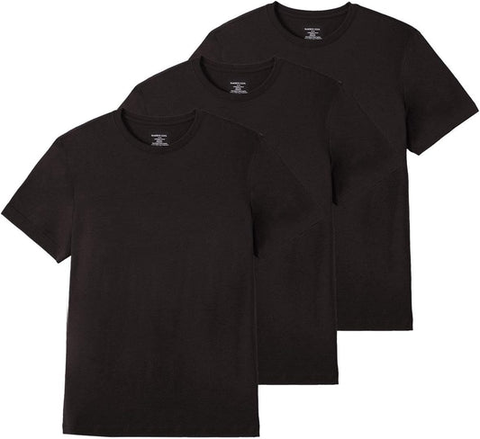 Men'S T-Shirts Solid Short Sleeve Crew Neck T-Shirt Multipack Soft Bamboo Viscose T-Shirt for Men Black(3-Pack) L