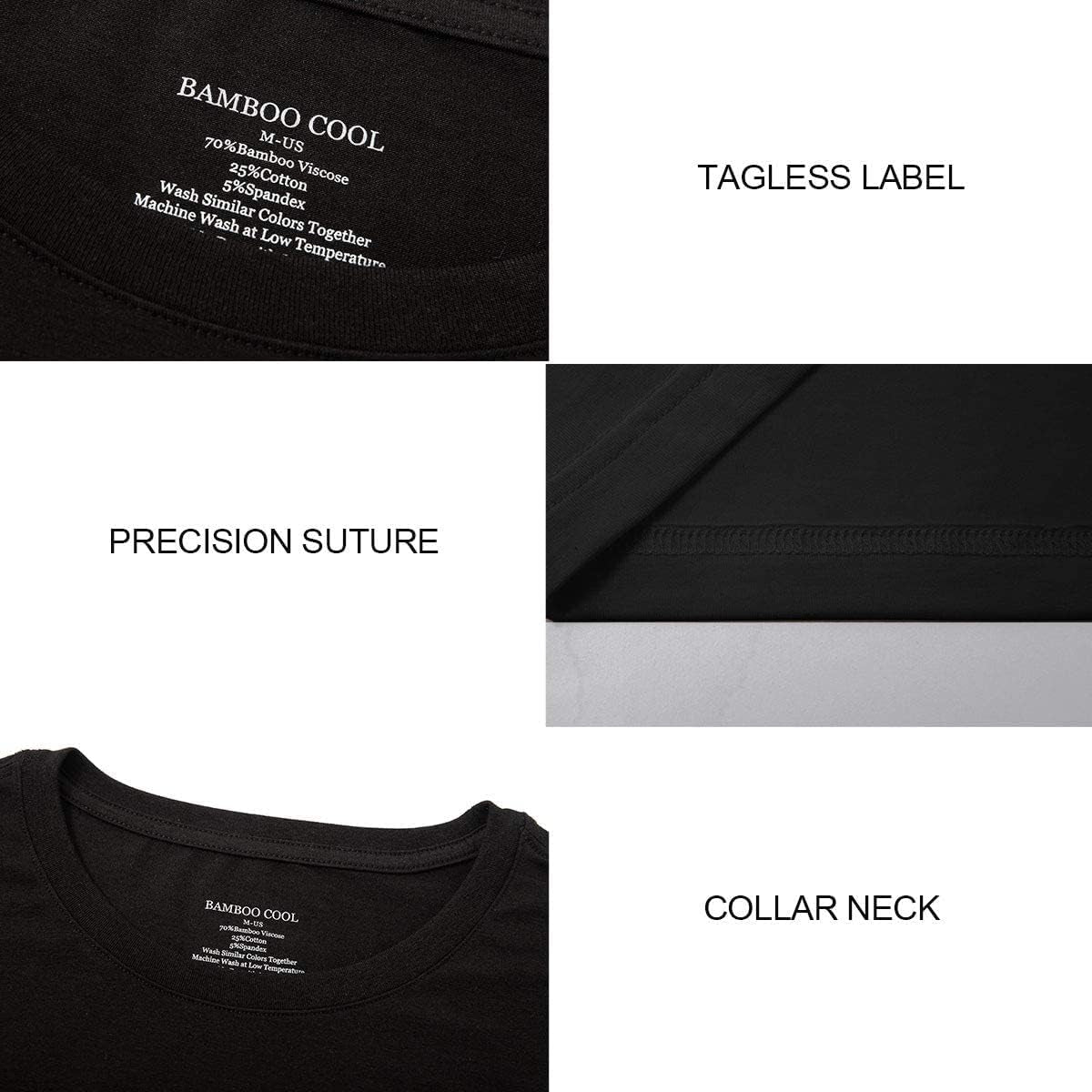 Men'S T-Shirts Solid Short Sleeve Crew Neck T-Shirt Multipack Soft Bamboo Viscose T-Shirt for Men Black(3-Pack) L