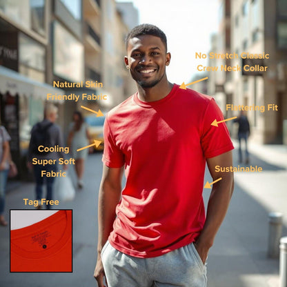 Soft & Simple Men'S T-Shirt - Organic Bamboo Cotton, Cooling, Breathable & Comfy