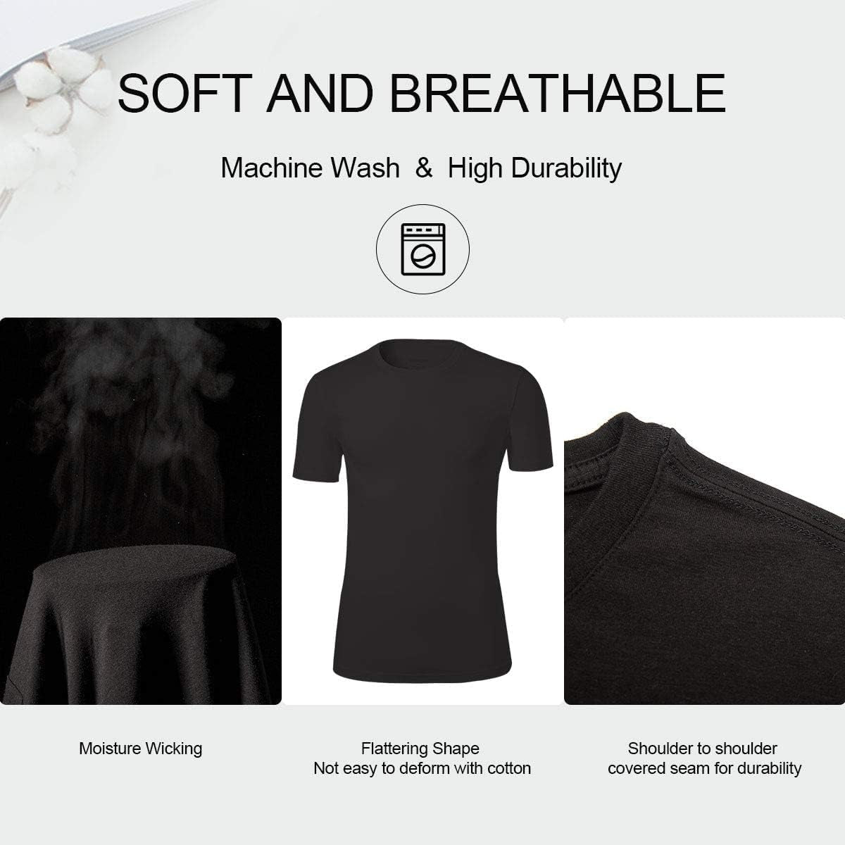 Men'S T-Shirts Solid Short Sleeve Crew Neck T-Shirt Multipack Soft Bamboo Viscose T-Shirt for Men Black(3-Pack) L