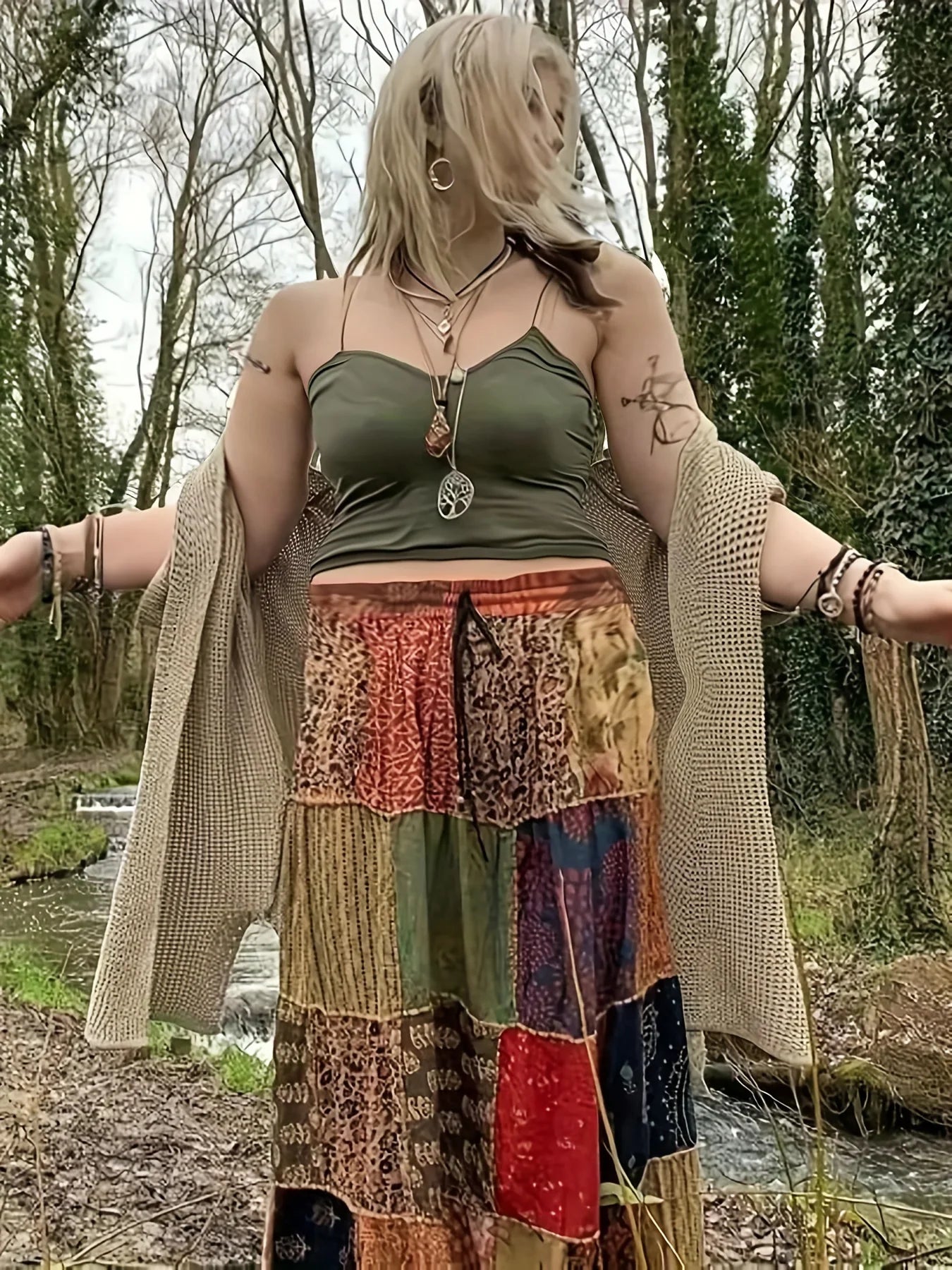 Plus Size Women Plaid Print Drawstring Skirt