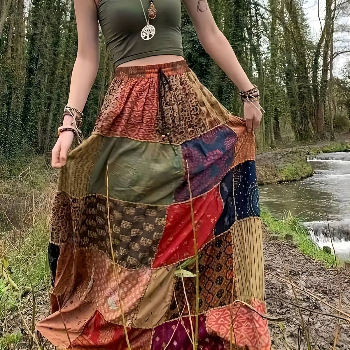 Plus Size Women Plaid Print Drawstring Skirt