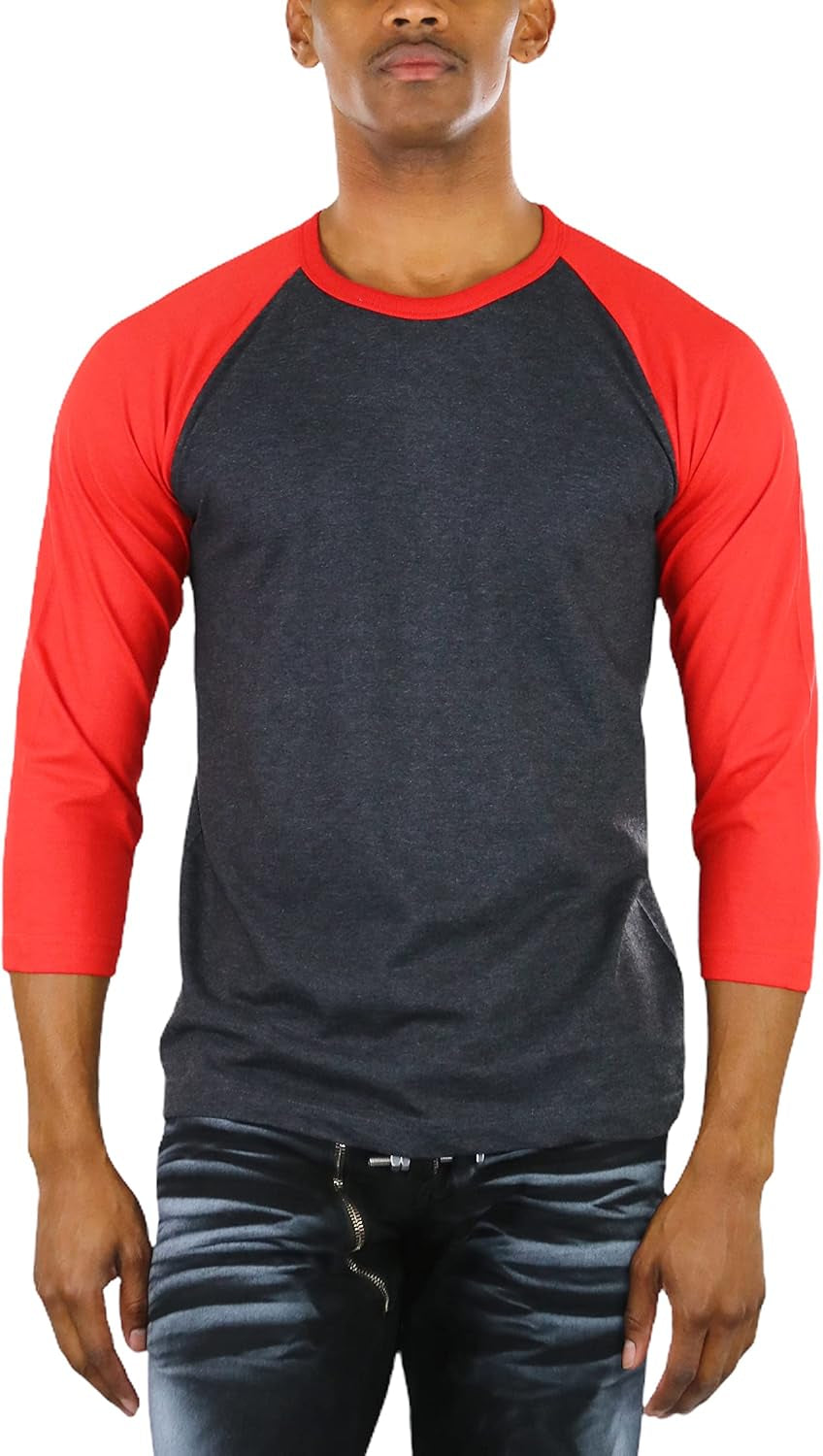 Men’S Three Quarter Sleeved Baseball Inspired Classic Shirt Tee